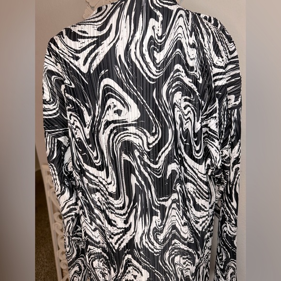 TWO PIECE SET MARBLE PRINT PLISSE MAXI KIMONO inlarge & bodycon SMALL stretchy - Picture 10 of 14